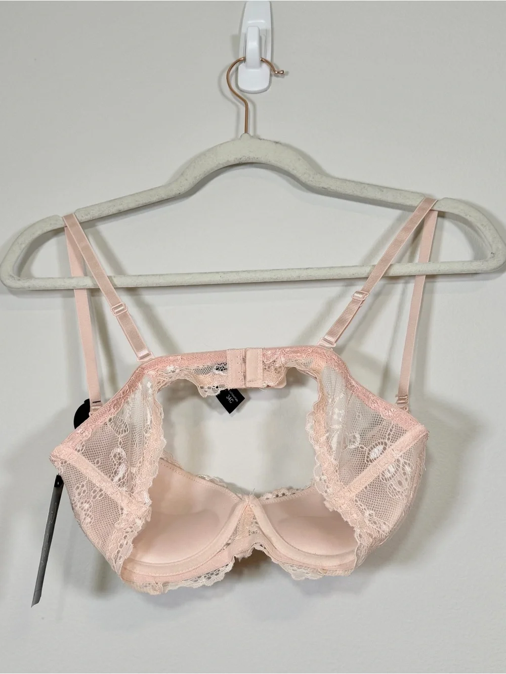 NWT Rene Rofe Bra Lingerie Blush Pink Lace Underwire Extreme Push Up Women 34C